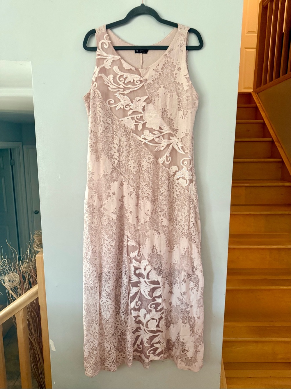 Bella Amore Lace Panel Maxi Dress in Blush Pink L/XL